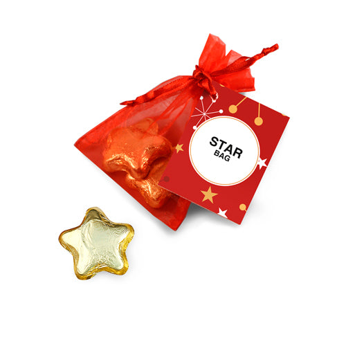 Milk Chocolate Stars - Organza Bag - Christmas
