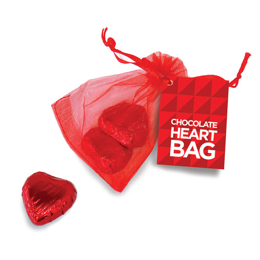 Mini Milk Chocolate Heart Organza Bag